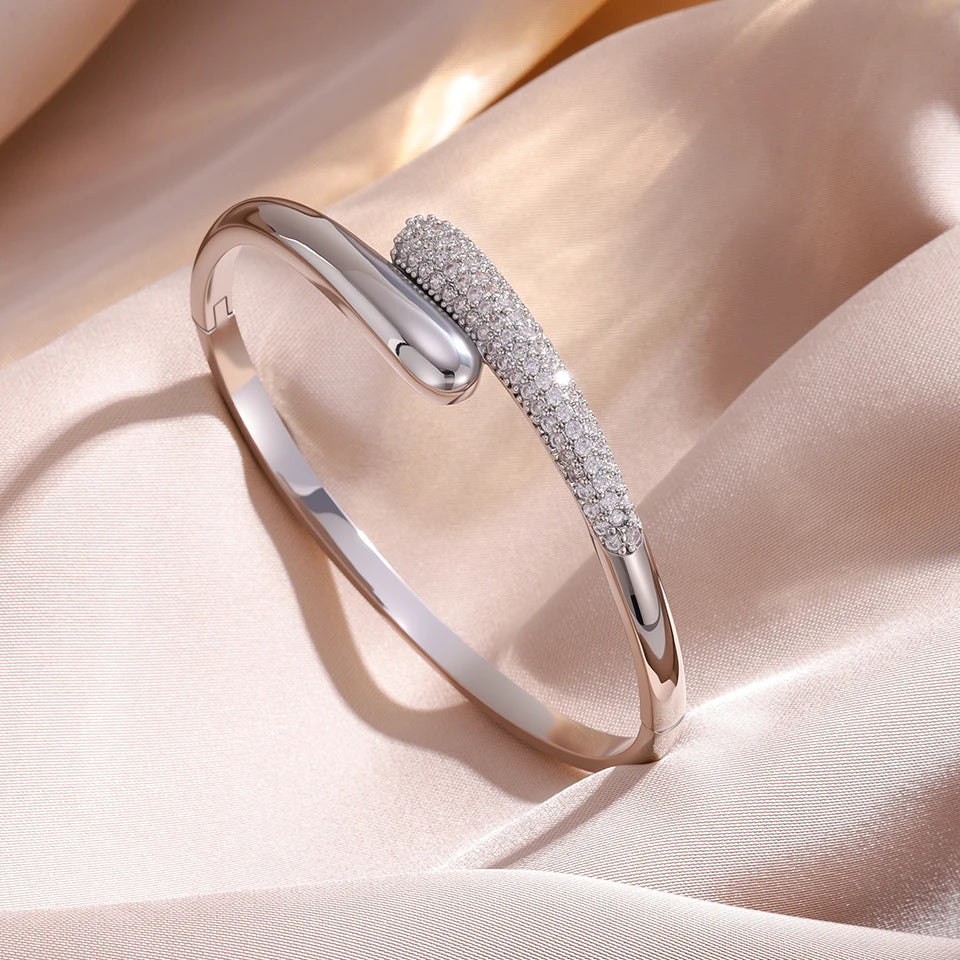 Pulsera Gota de Agua en Zirconia para Mujer plata