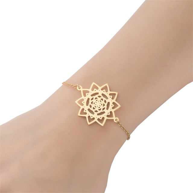 Pulsera Fleur de Vie Mandala Gourmette Dawapara Mujer oro