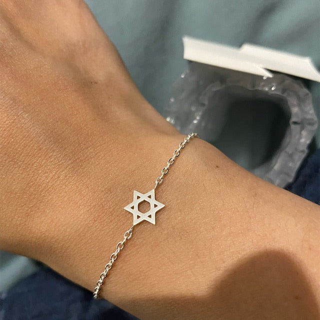 Pulsera Hexagrama Estrella de David Judaísmo Gourmette plata