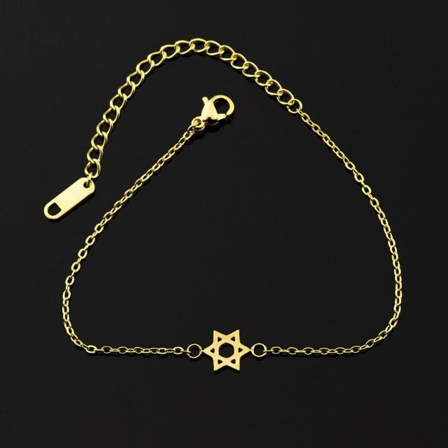 Pulsera Hexagrama Estrella de David Judaísmo Gourmette oro