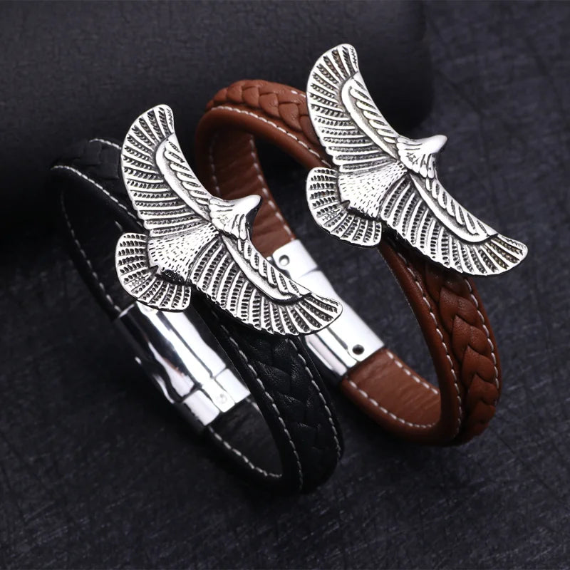 Pulsera Hombre Águila Negro y Marrón