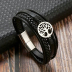 Pulsera para Hombre de Cuero Árbol de la Vida estilo 1
