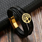 Pulsera para Hombre de Cuero Árbol de la Vida estilo 3