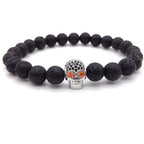 Pulsera Hombre Perla Calavera plateada