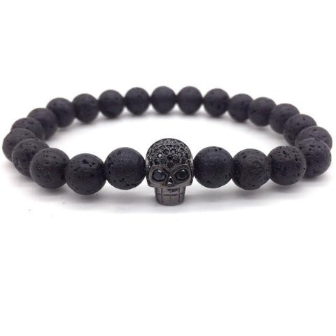 Pulsera Hombre Perla Calavera negra
