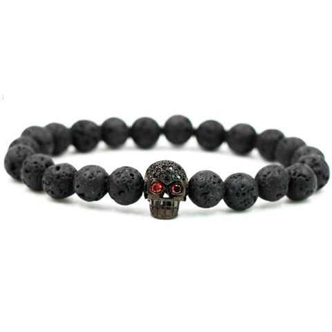 Pulsera Hombre Perla Calavera roja