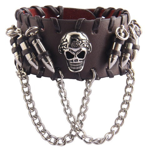Pulsera Hombre Calavera marrón