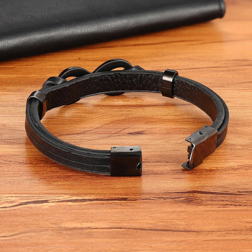 Pulsera Infini de cuero negro