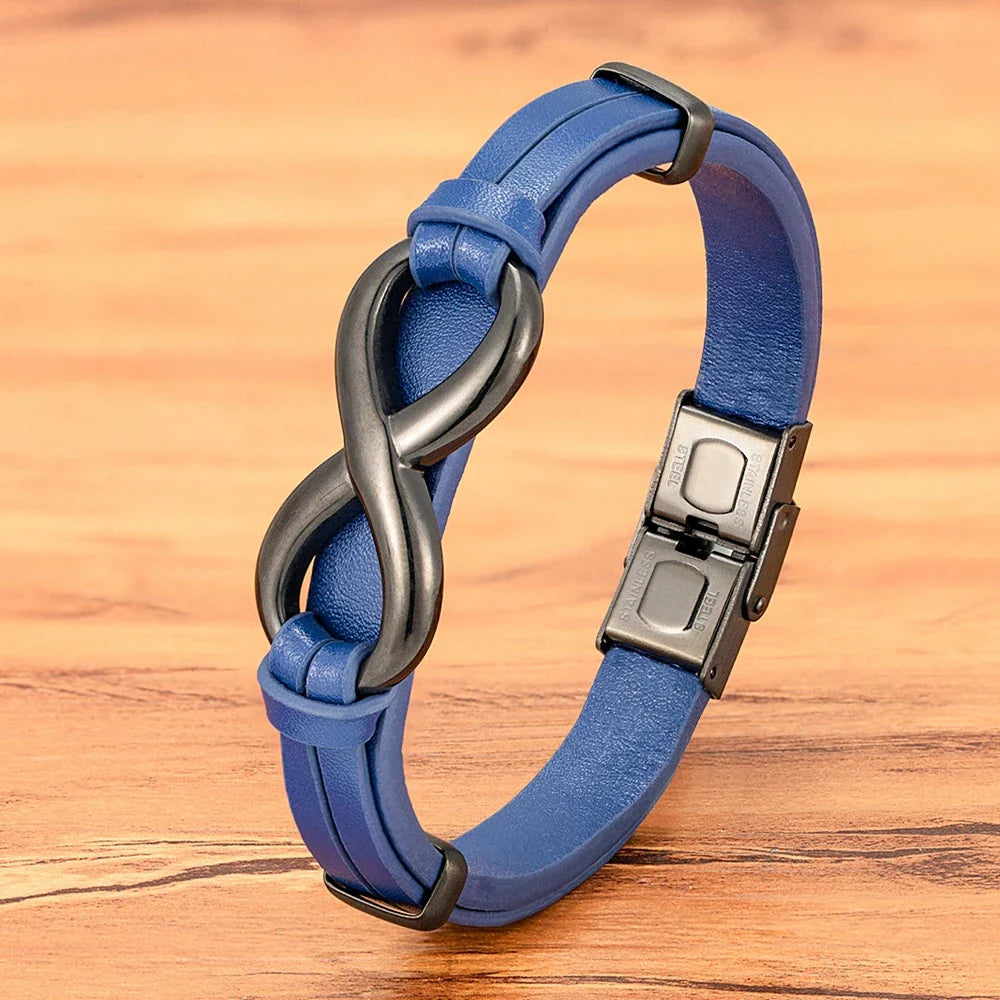 Pulsera Infini de cuero azul