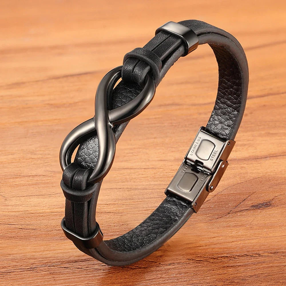 Pulsera Infini de cuero negro