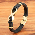 Pulsera Infini de cuero negro y oro