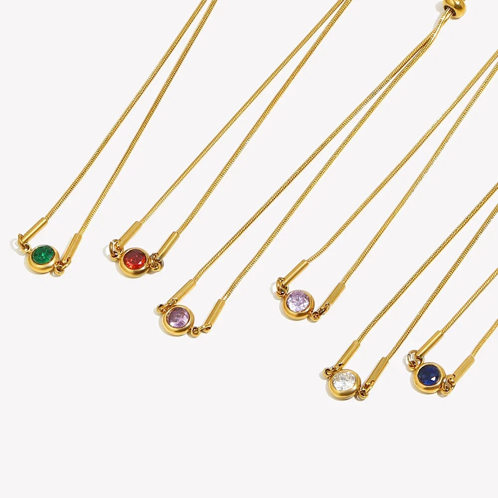 Pulsera rígida con piedra de nacimiento de color