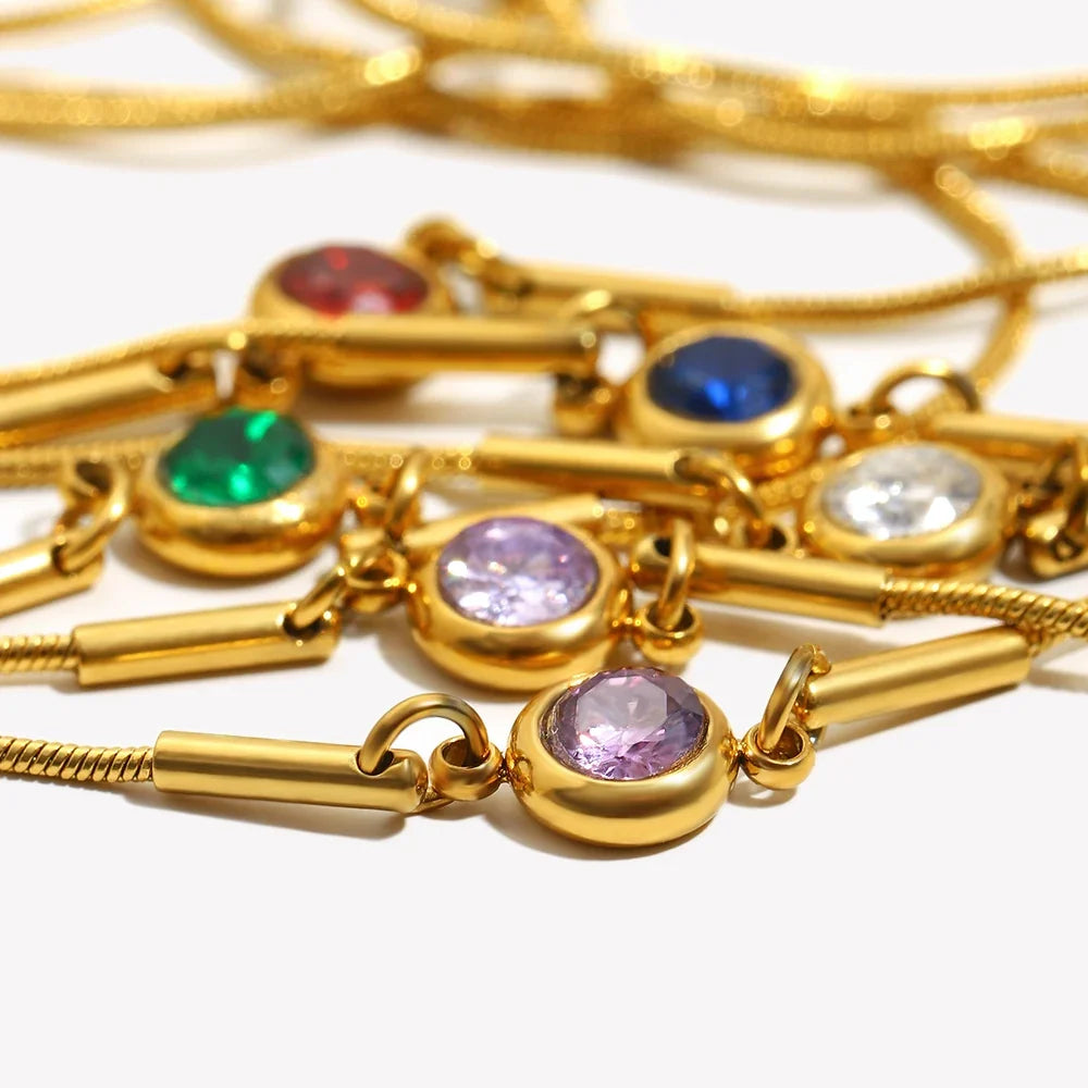 Pulsera rígida con piedra de nacimiento de color