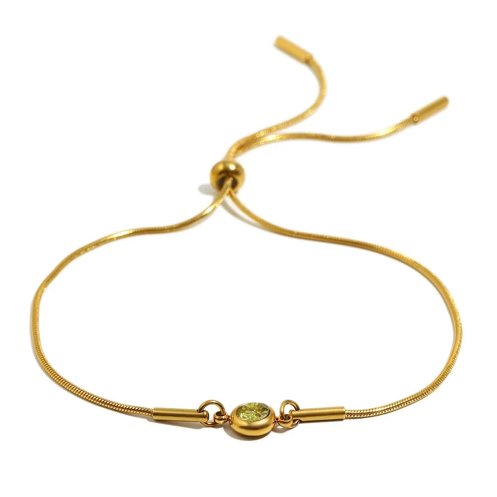 Pulsera rígida con piedra de nacimiento de color