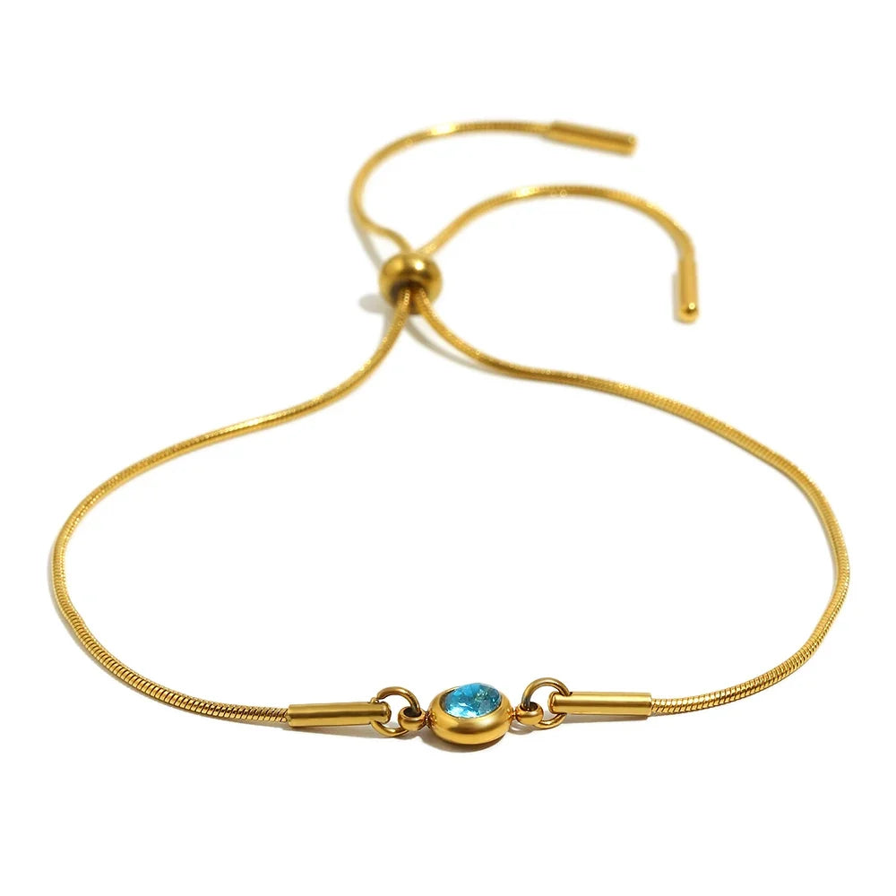 Pulsera rígida con piedra de nacimiento de color