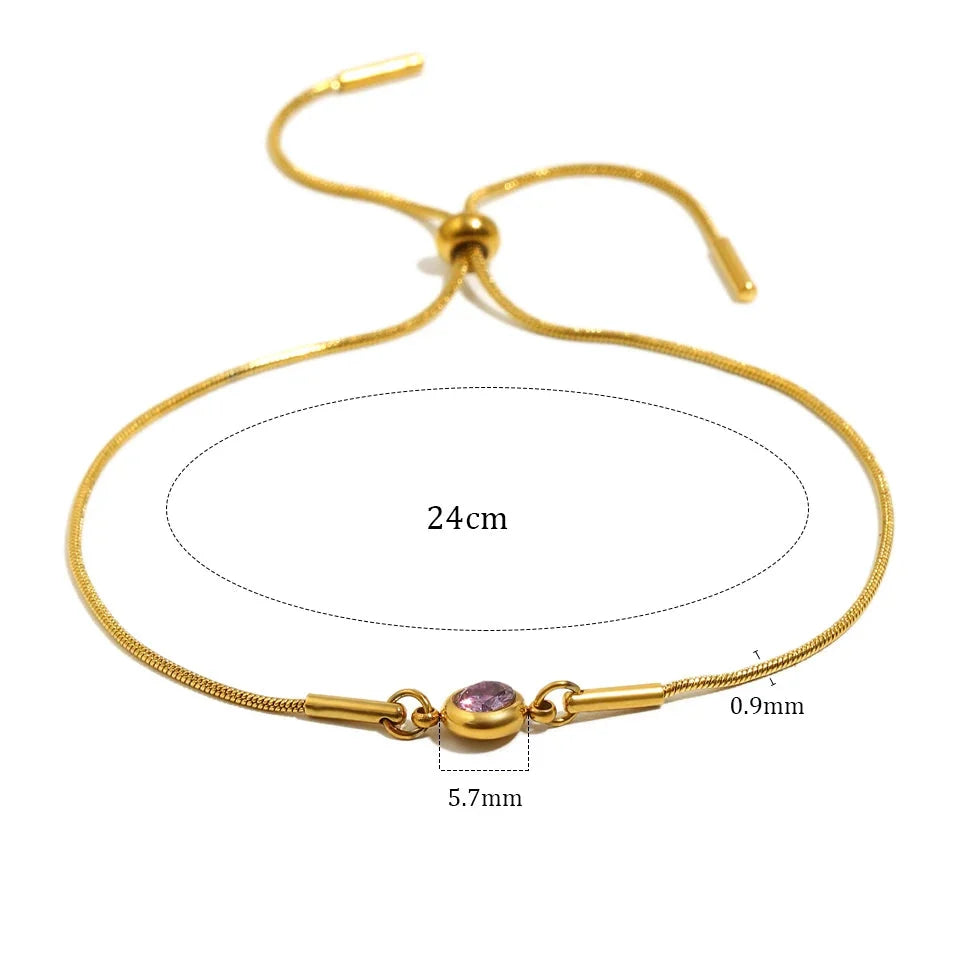 Pulsera rígida con piedra de nacimiento de color