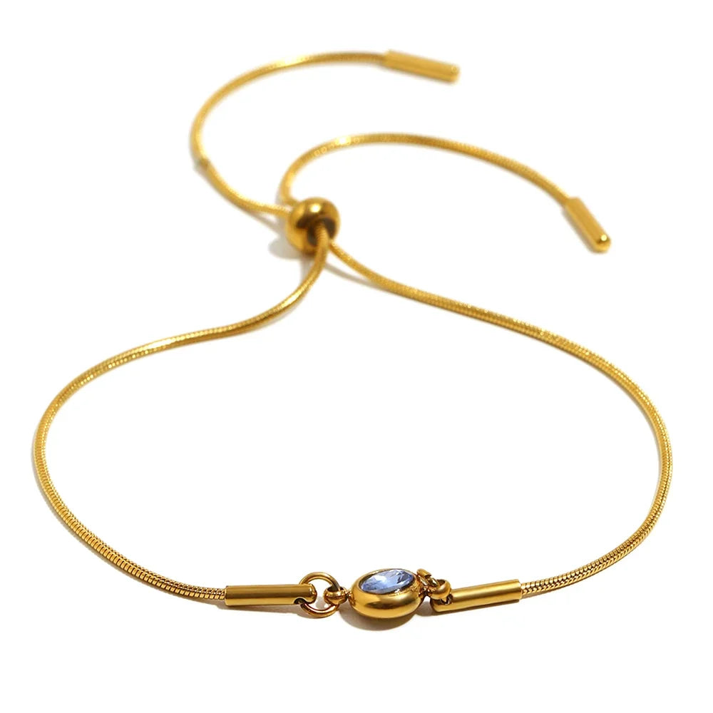 Pulsera rígida con piedra de nacimiento de color