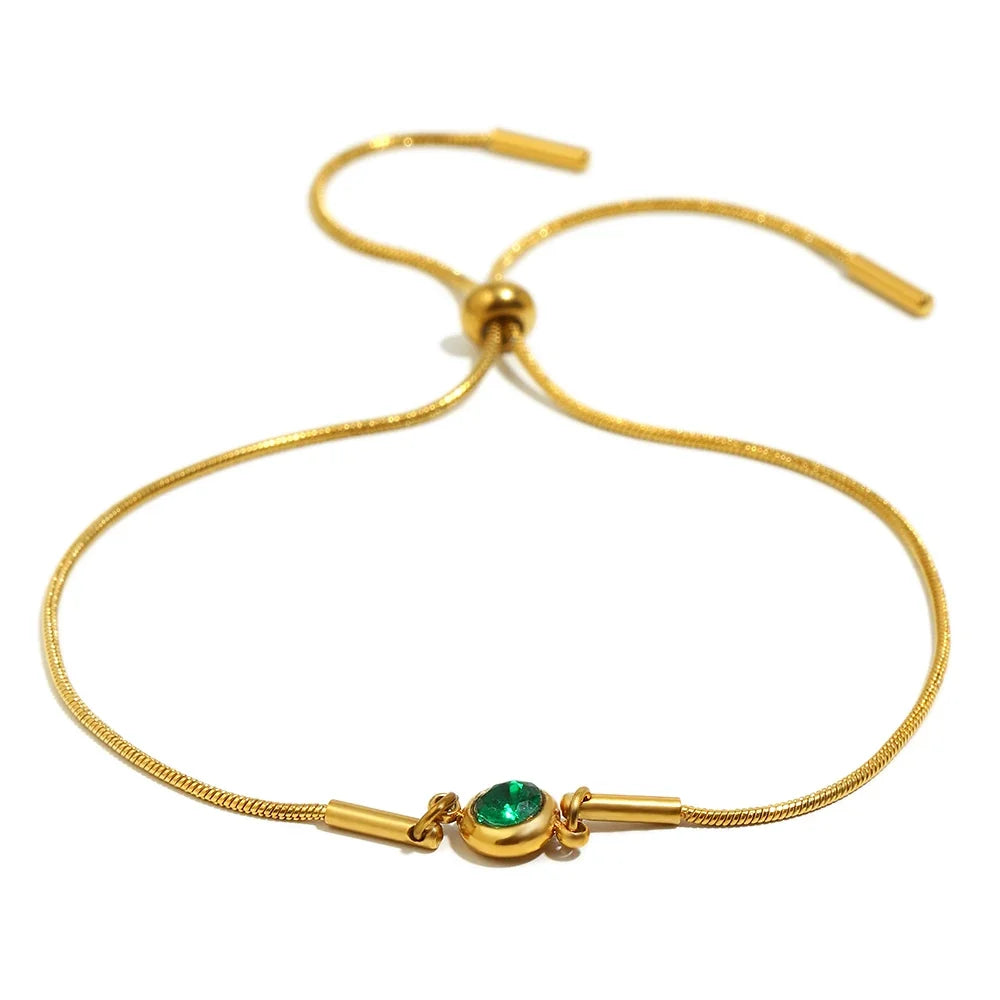 Pulsera rígida con piedra de nacimiento de color