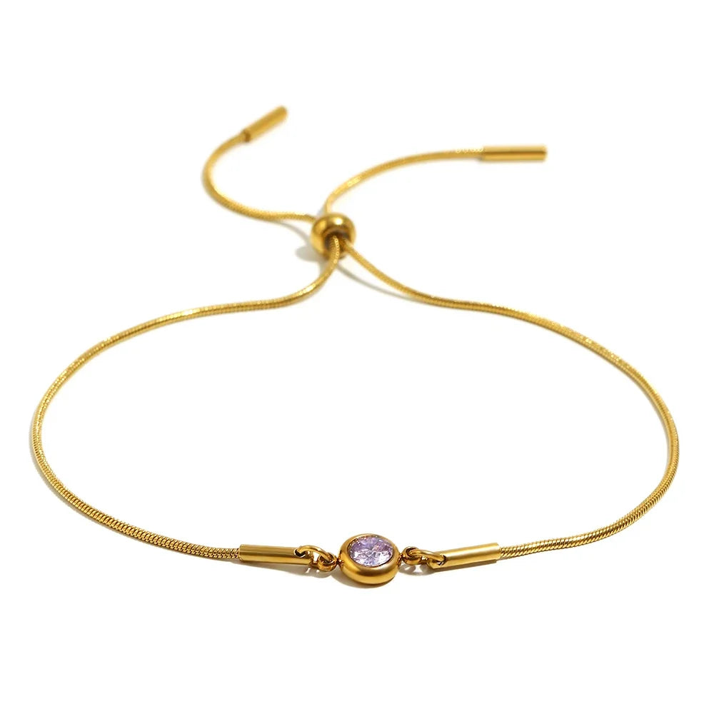 Pulsera rígida con piedra de nacimiento de color