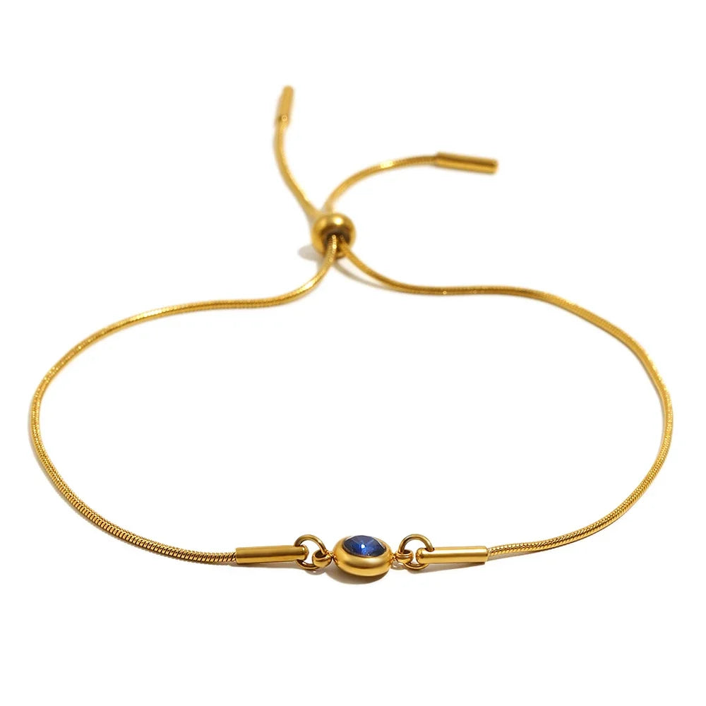 Pulsera rígida con piedra de nacimiento de color