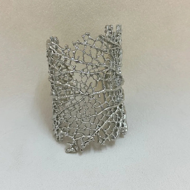 Pulsera Grande Coral Mujer plata