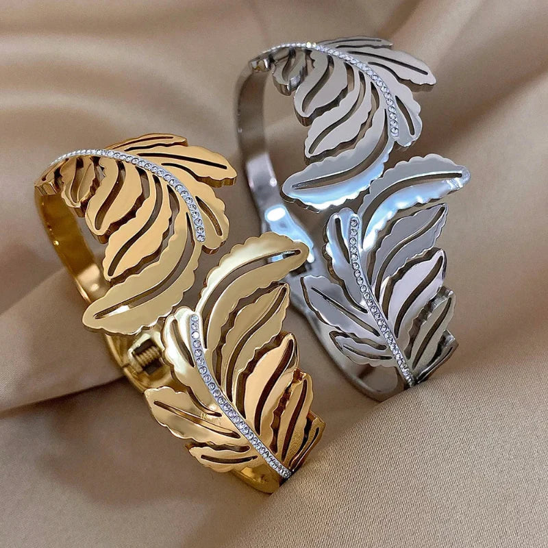 Pulsera Grande Hoja de Palma plata