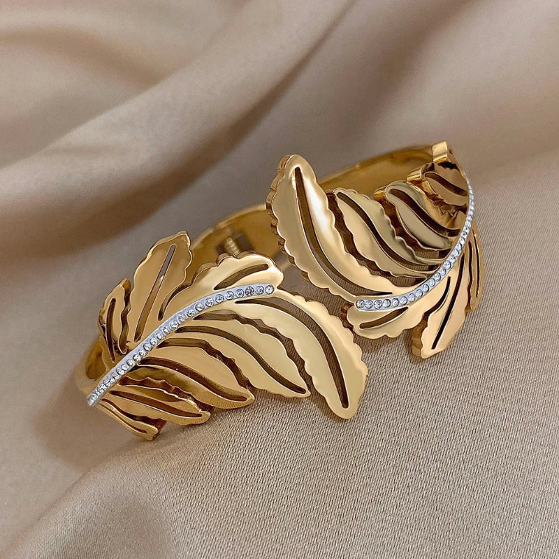 Pulsera Grande Hoja de Palma oro