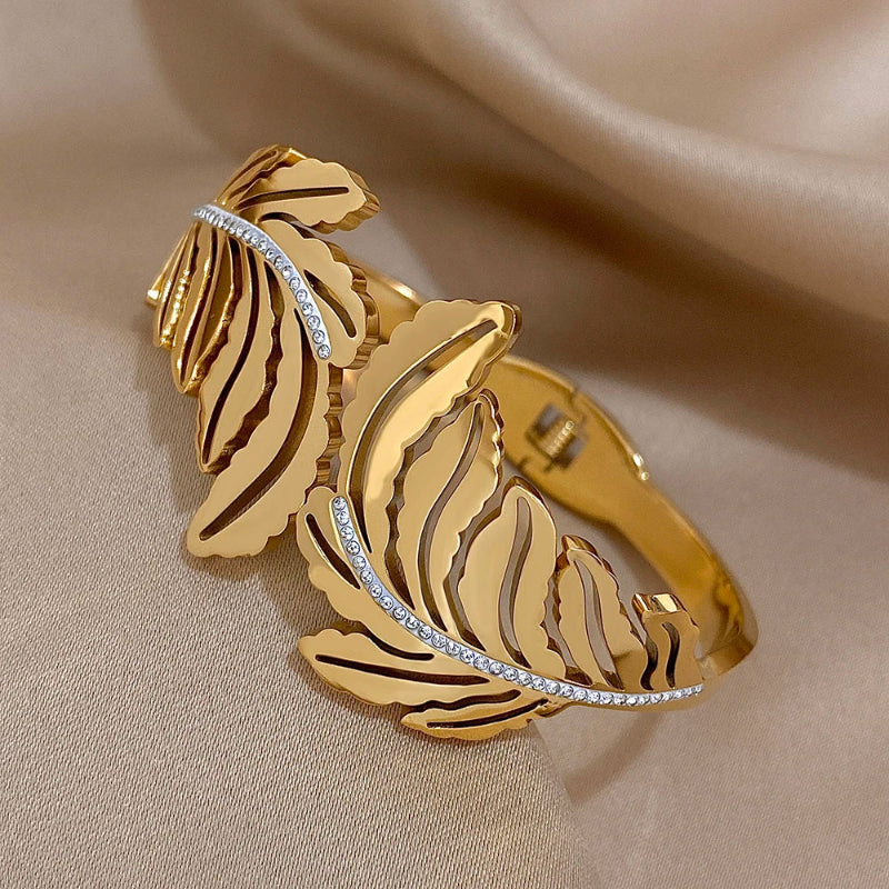Pulsera Grande Hoja de Palma oro