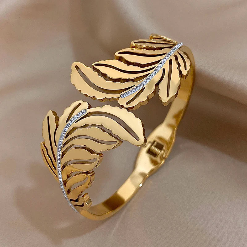 Pulsera Grande Hoja de Palma oro