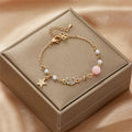 Pulsera Luna y Estrella Mujer Pulsera de eslabones Astros rosa