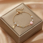 Pulsera Luna y Estrella Mujer Pulsera de eslabones Astros rosa