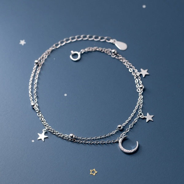 Pulsera Luna y Estrella Mujer Gourmette en Plata