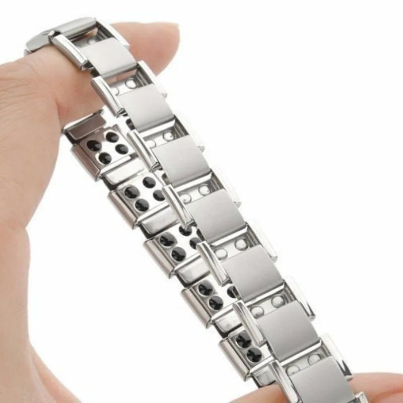 Pulsera Magnética Hombre Anti-Estrés plata
