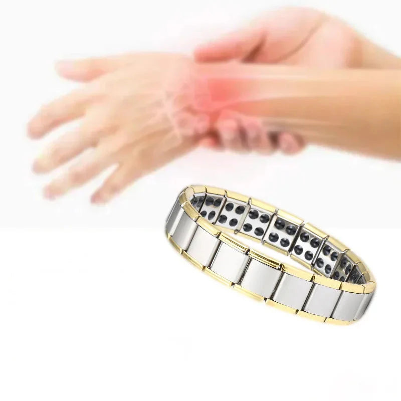 Pulsera Magnética Hombre Anti-Estrés oro y plata