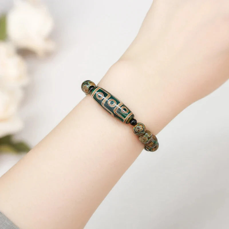 Pulsera Gourmette en Piedras de Ágata Budista