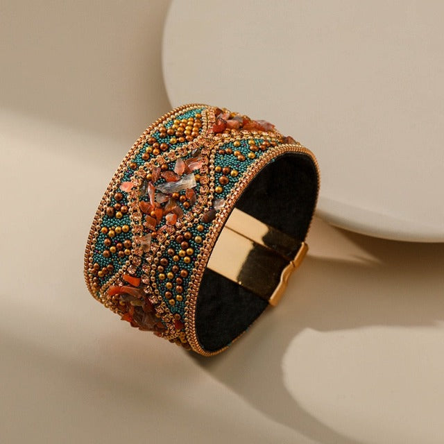 Pulsera Brazalete Piedra Natural para Mujer multicolor