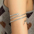 Pulsera Brazalete Serpiente Mujer Reptil plata