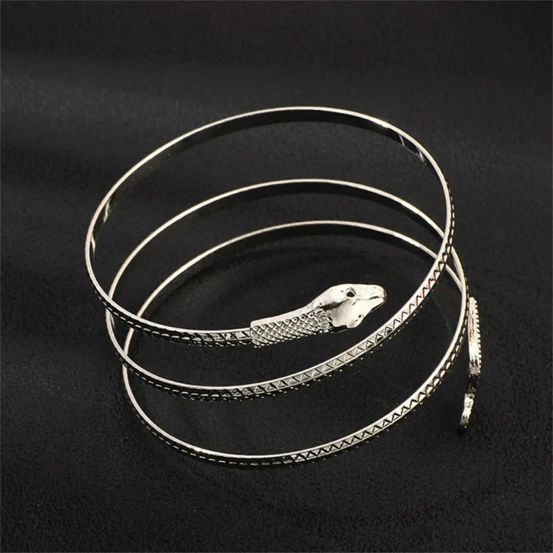 Pulsera Brazalete Serpiente Mujer Reptil plata