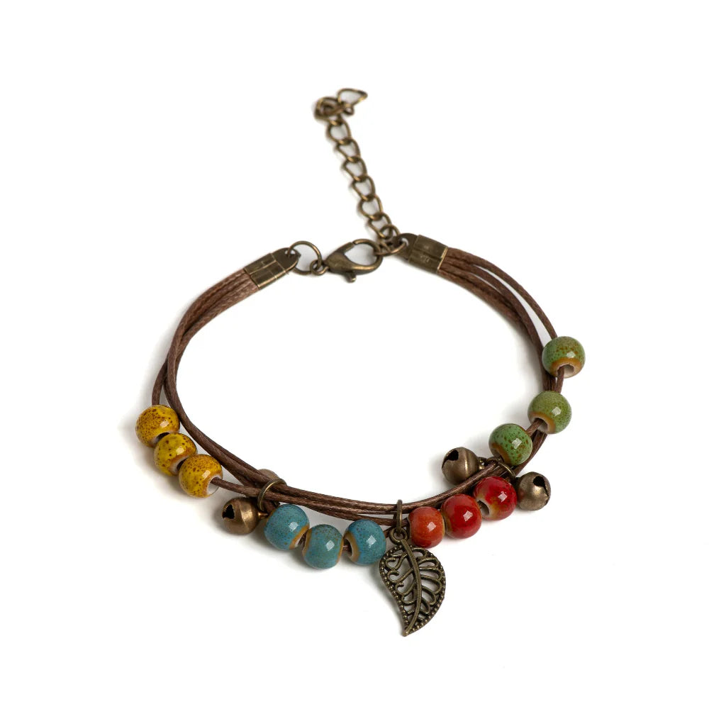 Pulsera Marrón con Hoja Otoñal