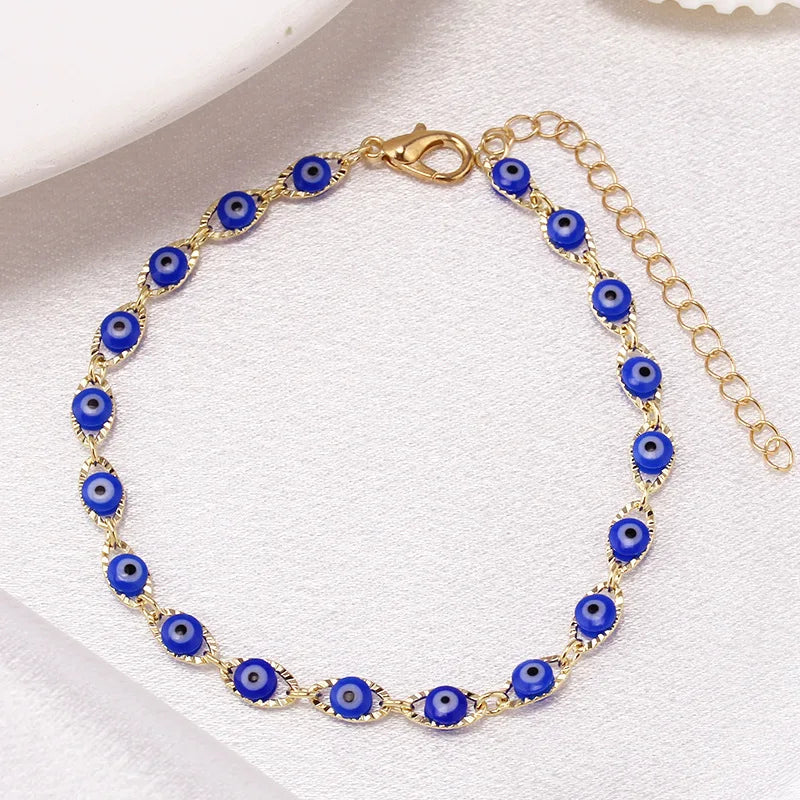 Pulsera Ojo Turco Azul Estilo Bohemio oro