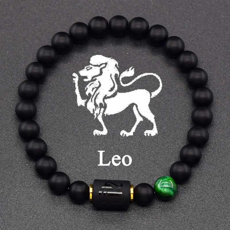 Pulsera Negra Signo del Zodiaco Astro Negro 12 Constelaciones leo