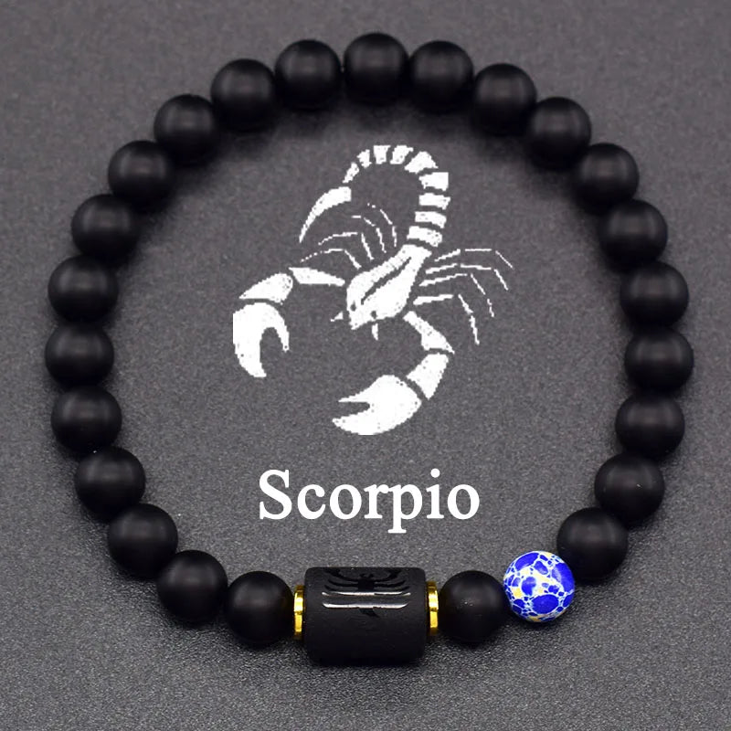 Pulsera Negra Signo del Zodiaco Astro Negro 12 Constelaciones escorpio