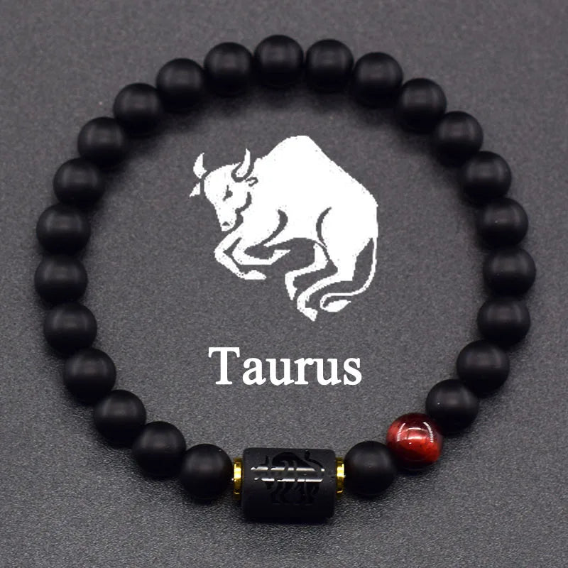 Pulsera Negra Signo del Zodiaco Astro Negro 12 Constelaciones tauro