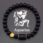Pulsera Negra Signo del Zodiaco Astro Negro 12 Constelaciones acuario