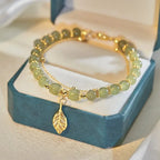 Pulsera Perlas Verde Hoja