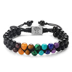 Pulsera Piedra 7 Chakras Árbol de la Vida Negra