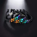 Pulsera Piedra 7 Chakras Árbol de la Vida Negra