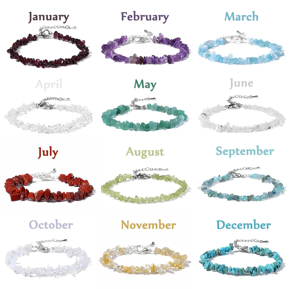 Pulsera Piedra de Nacimiento Hombre Mujer Piedra Natural