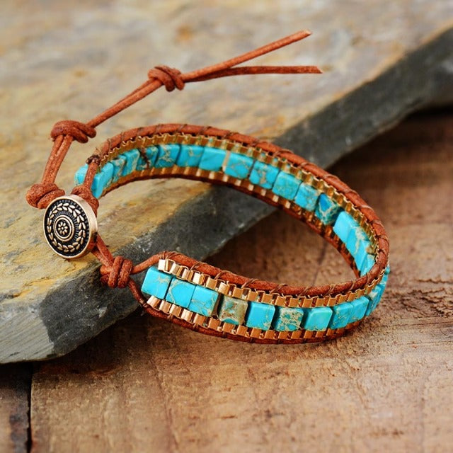 Pulsera de Piedra Jaspe Turquesa
