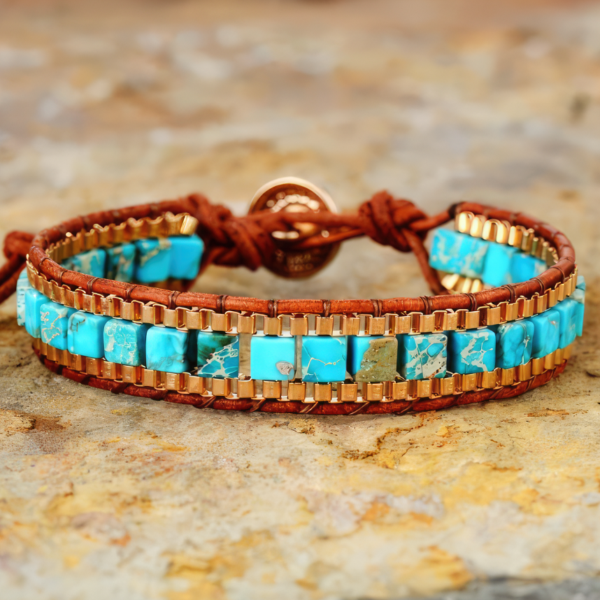 Pulsera de Piedra Jaspe Turquesa